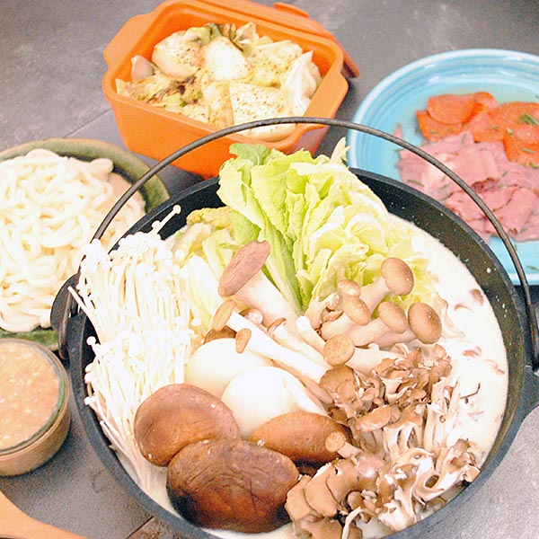 きのこたっぷり豆乳カルボナーラ鍋